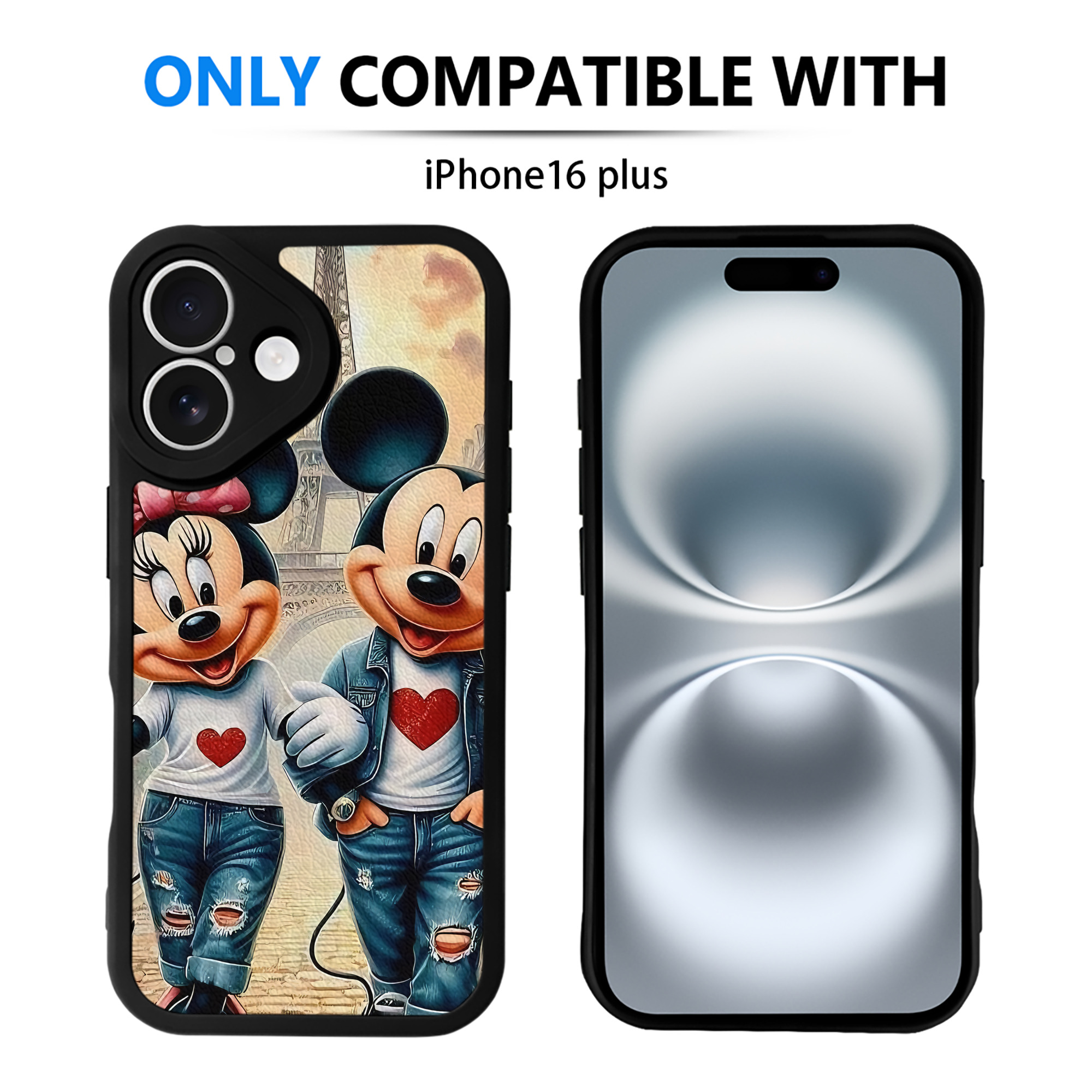 （画像用） ミッキーマウス Mickey Mouse 【iPhone 16シリーズ対応】シリコンスマホケース（レザー調） 材質：シリコン